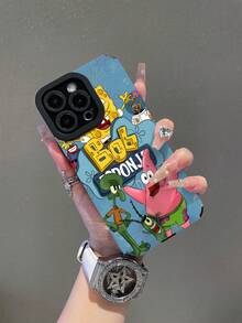 1pc Creative Spongebob Squarepants Octopus Graphic Striped Protective Phone Case, Suitable Compatible With Samsung/Apple 17/16/15/14/13/12/11 Pro Max/12 Pro/14 Plus And Other Models - Multicolor - View 2