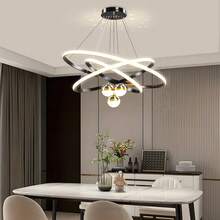 Large 3-Ring LED Pendant Light, Luxury Modern Style (Depending On The Ceiling Structure And Color, The Hanging Ball Can Reflect A Small Starry Sky Effect), Suitable For Living Room, Dining Room, Bedroom, Villa And Other Indoor Lighting Decoration - Starry Sky Top - View 7