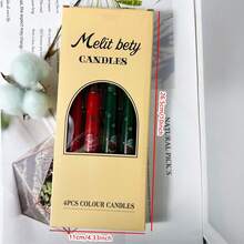 4支装（2支红色，2支绿色）锥形蜡烛 - 红绿高锥形蜡烛套装，适合情人节、节日餐桌，燃烧时间长，是节日、装饰和派对的理想之选，红绿无滴蜡扭曲锥形蜡烛，长锥形无香蜡烛棒 - 彩色 - 查看 6