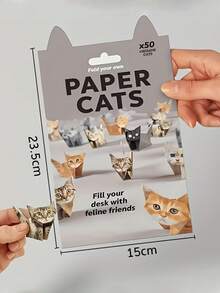 50pcs Paper Origami Kit - Foldable Craft Set With 50 Unique Designs, Cute Tabby, Tortoiseshell, Ginger