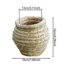 Handwoven Straw Bird Nest - Provides Warm And Cozy Shelter For Parrots, Pigeons And Other Birds - Light Grey - View 6
