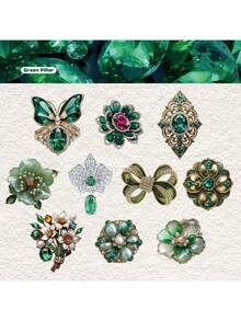 10pcs/Set Crystal Diamond Pearl Rose Butterfly Mini Pocket Stickers, Suitable For Mini Landscape Pocket Stickers, Can Be Pasted On Luggage, Computers, Cups, Phone Cases, Refrigerators, Walls, Helmets, Cabinets, Boxes, Etc.