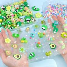 100Pcs Green Slime Charms Assorted Cute Decoden Embellishments, Kawaii Slime Accessories,Candy Heart Bear Bulk Flatback Resin Charm For Phone Junk Cases,ScrapbooFKing Crafting & DIY Decoration - 綠色 - 查看 6