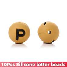 10/26pcs Earthy Tone Round A-Z Silicone Letter Beads - DIY Personalized Jewelry Making Kit, Craft Supplies For Name Bracelets, Keychains, Pendants, ID Lanyards And Bead Pens - Multicolor - View 14