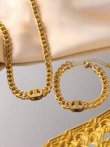 1 Set Titanium Steel Cuban Link Necklace, Personalized Versatile Choker Necklace For Teenagers & Young Adults - Multicolor - View 9