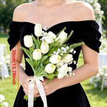 1pc Bohemian Style Elegant Simple & Generous Orchid Waterfall Bridal Bouquet, Engagement Registration Photography Handheld Flower Bouquet, Suitable For Wedding And Studio Photography
