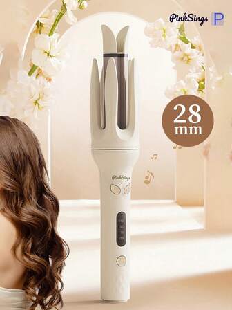 PinkSings 一键自动卷发器，带 28 毫米卷发筒、左右自动卷发棒，配备 4 种温度模式、负离子发生器、智能定时器和传感器、自动关闭功能，是最佳圣诞礼物