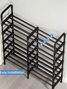 1pc New 2-8 Tier Double Row Shoe Rack - Easy Assembly, Space-Saving Storage Shelf For Shoes, Multi-Section Closet Organizer, Durable Home Decor For Entryway, Hallway, Mudroom, Bedroom, And Dorm, 2-8 Tier Config, Double-Row Design, Sturdy, Practical Shoe Storage Solution, Fits Boots And Sneakers, Lightweight Yet Strong Construction, Quick Setup, Minimal Footprint, Autumn-Ready Organization Essential - Multicolor - View 8