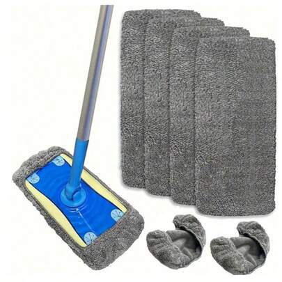 1/3/6 Pack Gray Reusable Mop Pads Replacement - Washable Microfiber Wet & Dry Mop Pads, Compatible With Mops, Ideal For Cleaning Floors And Hardwood (Mop Not Included)