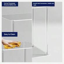 QWER-Focket Mesa Auxiliar de acrílico para Espacios pequeños mesita de Noche pequeña para Dormitorio Mesa Auxiliar Estrecha de 13 8 x 11 0 x 23 6 Pulgadas Mesa Auxiliar de 3 Niveles - Transparente - Ver 6