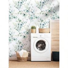 HAOKHOME Papel pintado de pared con hojas de eucalipto verde y blanco decoración bohemia para el hogar cuarto de bebé 45 x 300 CM - FloralVerdeBlanco - Ver 3