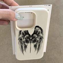 1个TPU材质深色翅膀图案手机壳，兼容 17 Pro Max/17/16 Pro Max/15/13/12/11、S20 FE/A15/S24/A55、Redmi Note 11/Note 12/Note 13 Pro，全包防摔软保护壳 - 白色 - 查看 3