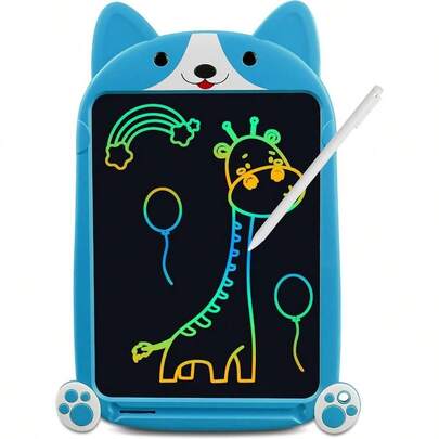 お絵かきボード 10インチ お絵描きボード犬型 ワンワンおえかきボード 電子パッド 手書きパッド 電子メモ ロック機能搭載 書いて消せるボード 筆談ボード 伝言ボード 電池交換可能 LCD液晶パネル ストラップ付き 誕生日 女の子 男の子 人気ギフト ペン付き 6歳以上 (ブルー)