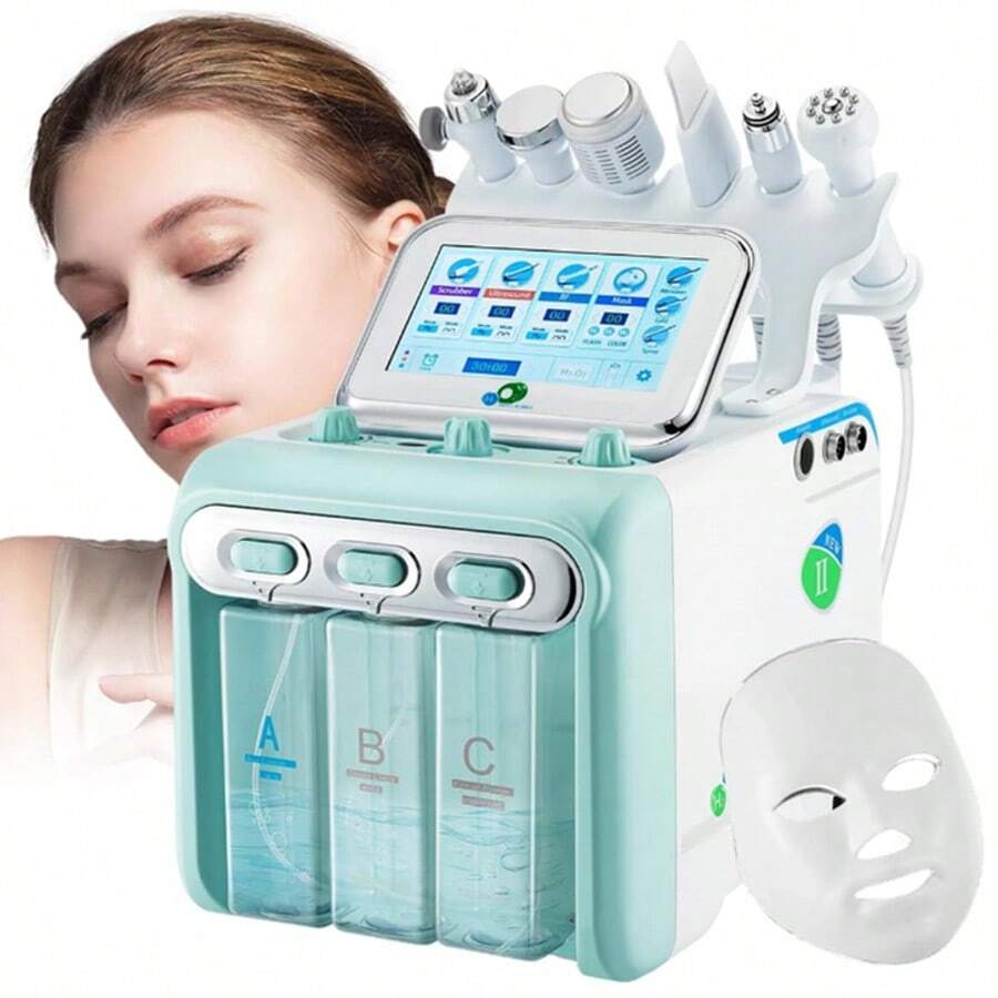 Blekrasi Máquina de Cuidado Facial Hidrógeno Oxígeno 7 en 1 | Dispositivo Multifuncional + Máscara Facial | Reduce Arrugas/Acné/Poros + Mejora Humedad | Ideal para Piel Sensible/Grasa | Uso en Salón o Casa