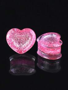1对8-30毫米闪亮心形耳扩耳钉隧道亚克力人体穿刺饰品 - 閃亮 - 查看 16