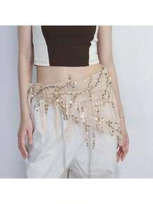 1pc Women's Belly Dance Hip Scarf Sequin Tassel Triangle Wrap Skirt Waist - Multicolor - View 19