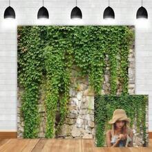 1pc Vintage Stone Wall Backdrop Banner, Decorated With Green Ivy Leaves, Stone Wall Design, Suitable For Holiday Decor, Party Decor, Patio, Garden, Living Room Decor, Live Streaming Background, Wedding, Bridal Shower, Anniversary Decor, Photography Props - Multicolor - View 4