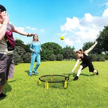 SPORTNOW Spike Game Set, Mini Beach Games Set With Net, 3 Balls And Ball Pump, Portable With Carrying Bag For Outdoor Team Sports, Yellow - Yellow - View 1