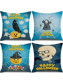 EstiloTendenciaJuego De 4 Fundas De Almohada Para Sofá, Funda Para Cojin Otono, Cojines Decorativos Sala, CojíN Fantasma, Almohadas Para DecoracióN Del Hogar En Interiores Y Exteriores (45 * 45Cm)Calidad PremiumVersióN Mejorada - 1 - Ver 8