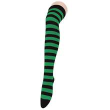 Zando Womens Thigh High Socks Striped High Knee Socks Knee High Socks For Cosplay Long Socks Over The Knee Leg Warmers,OneSize,GreenBlack - 綠黑 - 查看 5