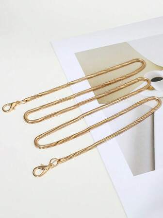 Minimalist Beaded Design Long Strap, Stainless Steel Gold Color Bag Accessories, Mobile Phone Long Chain, Handbag Chain, DIY Handmade Bag Chain, One Shoulder Crossbody Bag Metal Strap, Fashion For Beginners, Office Workers, Teenagers, College Girls, Gift