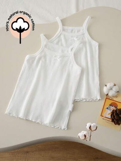 少女纯色蝴蝶结装饰休闲百搭日常穿吊带背心