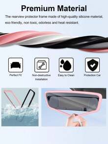 Silicone Rearview Mirror Cover - Soft Universal Car Rearview Mirror Protector, Available In Pink, Black And Orange - Lightweight Car Interior Accessory - A - View 6