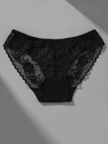 VKME Set de 5 tangas de encaje y malla sexy para mujer - Multicolor - Ver 7