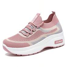 Women's Athletic Shoes, Available In Plus Sizes, Slip-On Design, Lightweight And Breathable Mesh Upper, Slip-Resistant And Shock-Absorbing, Machine Washable, Sporty Style, Tennis Shoes, Perfect For Everyday Wear, Running, Fitness, Travel, And Shopping, Making A Great Women's Day And Mother's Day Gift. - 粉色 - 查看 5