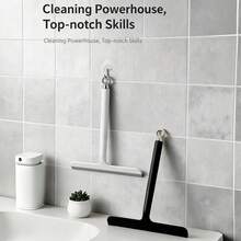 1 pieza Limpiador de superficie de vidrio, raspador resistente, estructura de plástico y silicona duradera, mango cómodo para una limpieza fácil, diseño de gancho ahorrador de espacio, adecuado para baño, ducha, cocina, espejos, azulejos, encimeras, pisos, hogar, oficina, espacios de alquiler - Multicolor - Ver 2