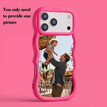 1pc Customized Macaron Design Wave Pattern Phone Case, Ideal Gift For Boyfriend, Girlfriend, Family, Friends, Grandparents, Couples, Pet Lovers - Black - View 5