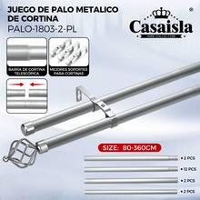 Casaisla Home Collection Cortinero Metálico Doble Extensible 80-360 cm | Negro o Plateado | Barra Decorativa para 2 Cortinas o Cortina con Velo | Control de Luz Eficas | Material Resistente | Incluye Set de Instalación - Plateado - Ver 3