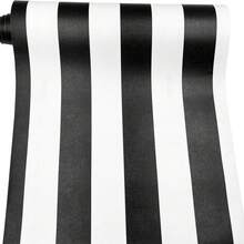 1 Roll Black & White Striped Removable Vinyl Wallpaper, Suitable For Kitchen Countertops, Furniture Renovation, Bedroom, Dorm, Home Decor, DIY Easy Installation, Peel And Stick Wallpaper, Size: 17.7" X 196.8"/118.1", Wall Paper, Room Decor, Wall Decor, Living Room Decor - Black and White - View 6