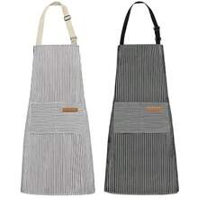 Delantales de Cocina Mandiles de Cocina Mujer Mandiles de Cocina Hombre 2 Delantal de Cocina Impermeables Delantal de Chef con Correa Ajustable para El Cuello para Hombre - GrisNegro - Ver 1