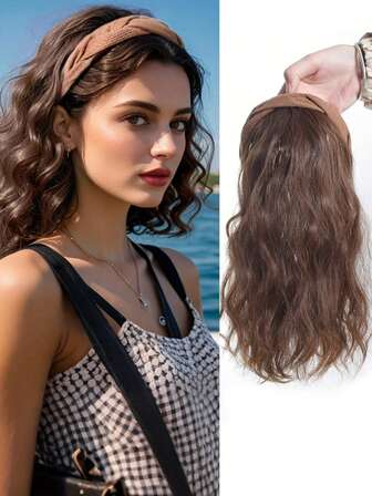 Extensión de cabello con diadema de rizos largos sintéticos, peluca natural con rizos adecuada para que las mujeres la usen como accesorio de cabello para fiestas y uso diario