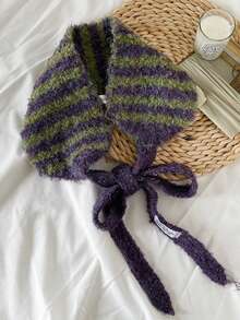 1件装女士羊毛针织护耳头带，秋冬新款学生保暖百搭帽，红色围巾，礼物，双面围巾，冬季