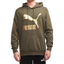 Puma 金標大logo連帽訓練休閒衛衣針織運動套頭衫 - 橄欖綠 - 查看 1