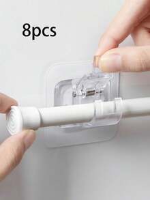 2pcs/4pcs/8pcs No Drill Window Curtain Rod Brackets, Self-Adhesive, No Nails Needed, Adjustable Curtain Rod Hooks, Suitable For Bathroom, Kitchen, Hotel And More - Clear - View 20