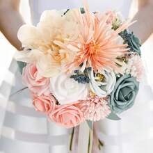 [Free Shipping]Artificial Flowers Combo Box Dusty Blue Pink Artificial Flowers For DIY Tables Centerpieces Ba By Shower Bridal Shower Wedding Bouquet Party Decor - PastelDaisy - 查看 4