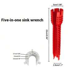 1pc 8-In-1 Multifunctional Kitchen Faucet Sink Wrench, Plumbing Drain Bathtub Nut Remover Tool For Tight Space Installation And Repair - Red - View 6
