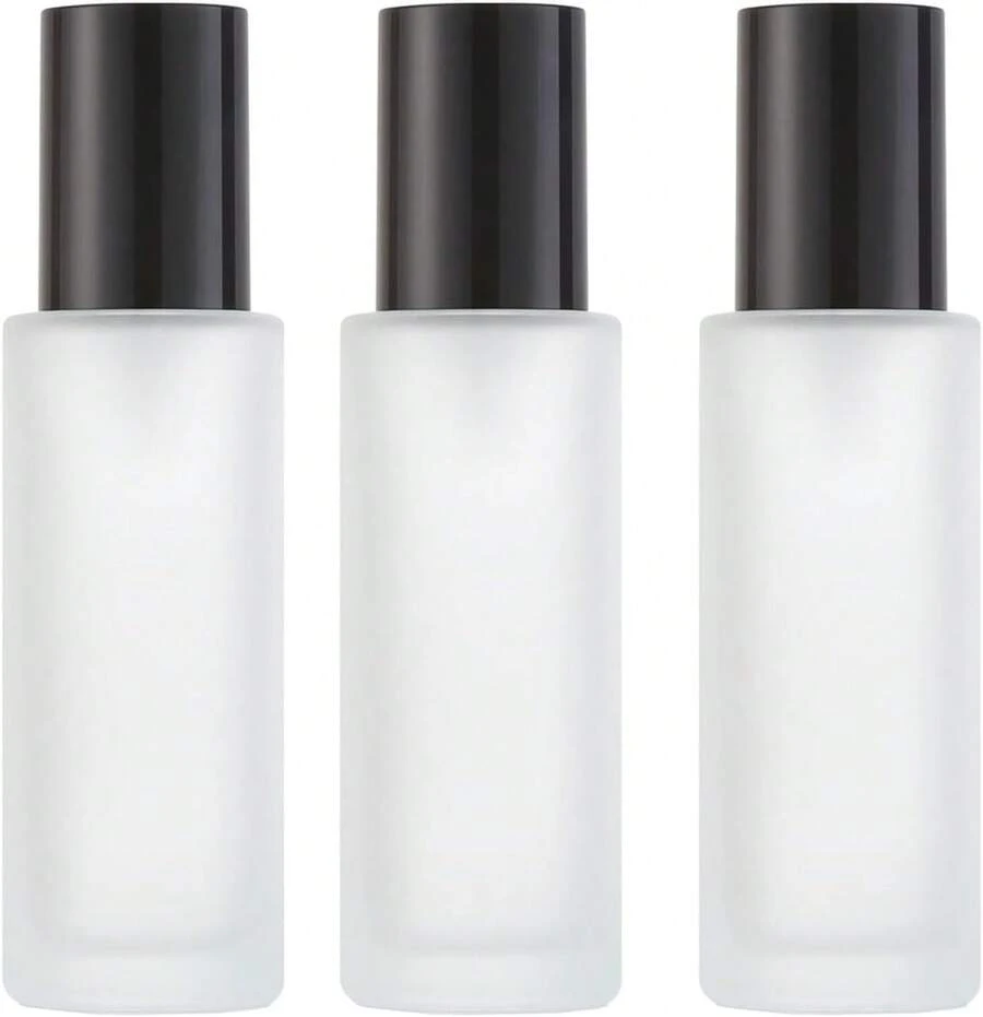 Euuztu 60ml Frosted Glass Lotion Bottles With Black Pump Set Of 3 Refillable Empty Containers Essential Oil Bottles Skincare, Serums, Toner, Essential Oils, Travel & Cosmetics - 1 - Xem 1