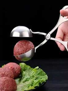 2pcs 304 Stainless Steel Rice-Meat Dumplings Clip, Meatball Maker, Household Kitchen Pinch Taiwanese Meatballs Fish Boil Ball Rice And Vegetable Roll Mold Home Appliances Accessories Gadgets Tools Christmas Stuff Cooking Christmas - Silver - View 6