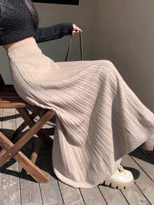 Women Sweater Skirts - Khaki - View 6