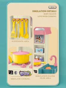 迷你过家家玩具套装，逼真的烹饪用具和食物模型，寓教于乐的互动玩具套装，适合男孩女孩，生日礼物（部分配件随机发货）