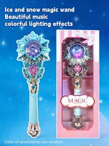 Kids' Interactive Light-Up Snowflake Magic Wand Toy In Pink & Blue, Holiday & Birthday Gift For Girls, Princess Party Accessory