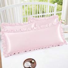 Homiest - Funda de almohada de satén con volantes funda de almohada de satén sedoso con cierre de sobre fundas de almohada largas de lujo y ultra suaves para cabello y piel fundas de almohada - Cuerpo 20x54 pulgadas - Ver 5