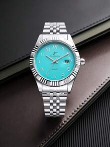 RICECGO1pc Men's Classic Quartz Steel Strap Watch Calendar Shows Daily Wear Business Negotiations High-Grade Exquisite Gift - Silver - View 12