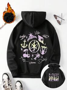 KATSEYE Pink And Purple Gradient Print Hoodie, Cool And Unique Design, With Drawstring Hood, Pockets, And A Hood. - Black - View 4