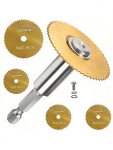 3.17英寸钛涂层高速钢圆锯片套装 - 20,000转/分钟高速，3.17英寸切割直径，六角柄适用于旋转工具（电钻、手持电钻） - 用于金属和木材切割，DIY及专业木工锯片 - 彩色 - 查看 2