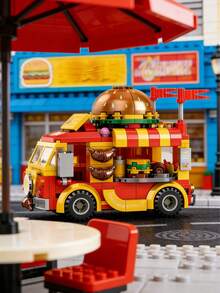 590+ Pcs Building Blocks Toy Set, Including Ice Cream Truck, Burger Truck, Dessert & Fruit Truck And Food Truck, Mini Creative Models, Construction Toy Kit. This Set Includes 1 Ice Cream Truck And 1 Burger Truck. - Multicolor - View 8